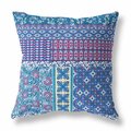 Homeroots 20 in. Plum Patch Indoor & Outdoor Zippered Throw Pillow Navy Blue & Maroon 411007